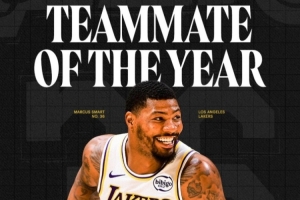 湖人官方海报：祝贺斯玛特入围年度最佳队友奖候选名单