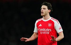 太阳报：赖斯缺席阿森纳今日训练，预计将缺席欧冠对葡体的比赛