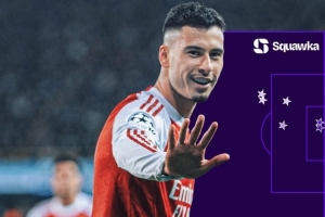 马丁内利单赛季欧冠已6球追平萨卡，队史仅次于7球的亨利