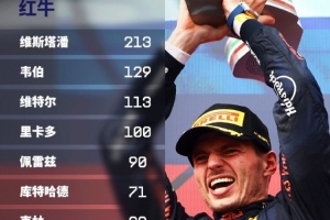 红牛车手大奖赛场次榜：维斯塔潘213场断档第一，维特尔第三