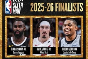 官方：最佳第六人今日揭晓 三位候选人为小哈达威/哈克斯/凯尔登
