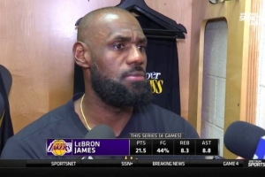 詹姆斯：我们进入G5时的心态和前四场一样 将更好地执行比赛计划