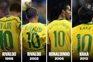 今年会是？巴西历届世界杯10号：内马尔连穿3届，小罗、卡卡在列