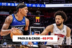 坎宁安班凯罗状元季后赛对飚40+ 自艾弗森VS奥尼尔后历史第二次